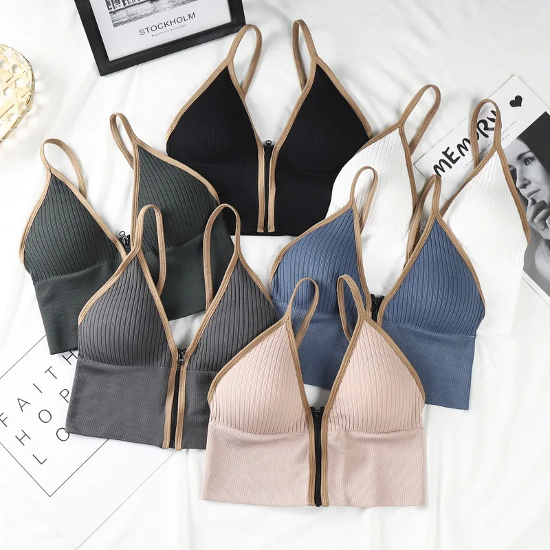 

Deep V Front Zipper Sports Bra Women Sexy Gathered Sports Top Fitness Excrise Yoga Bra Quick Dry Breathable Underwear Bralette
