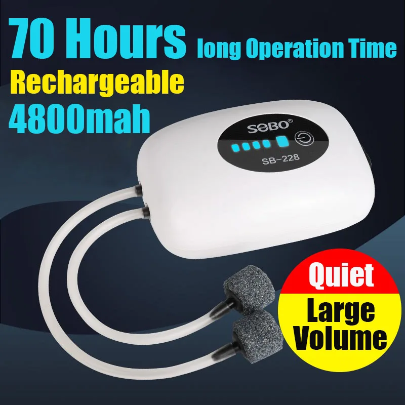 

Silent Fishing Compressor 4800mah Portable Outdoor Pet Fish Charging Ultra Pump Mute Exhaust Tank Oxygen Aquarium Air