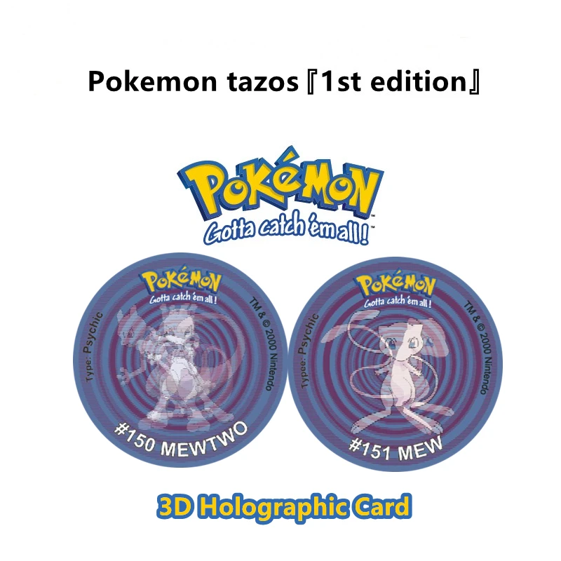 

New 81pcs Set Pogs Pokemon Tazos 3D Holographic Mew Mewtwo Cards Collectibles Kalphi Rare Round Letters Pvc Old Card 1st Edition