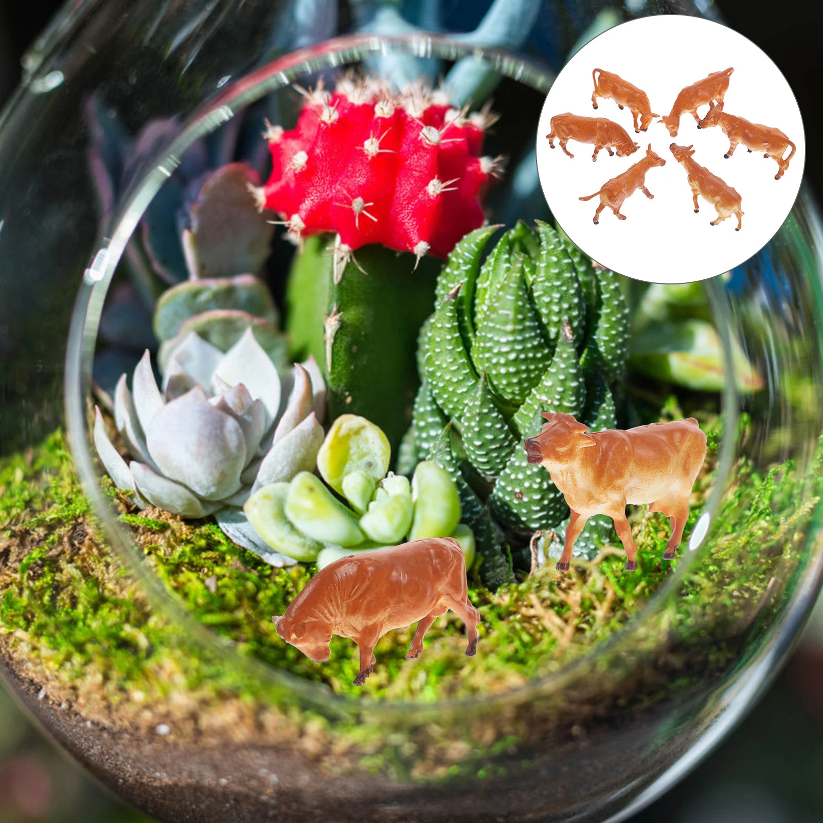 

6 Pcs Decor Micro Landscape Cattle Figurine Landscaping Figure Mini Cattle Figurine. Landscaping Cattle Abs Decorative Figurine