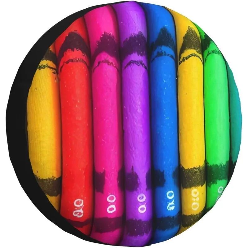 Фото Чехол для запасного колеса Rainbow Crayons, 17 дюймов, полиэстер, защита от пыли и солнца №1
