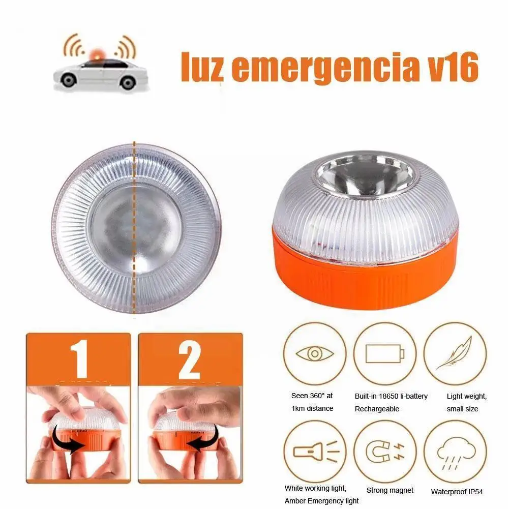 

Emergency Light V16 Homologated Dgt Approved Car Emergency Strobe Rechargeable Light Light Beacon Magnetic Induction E8r1