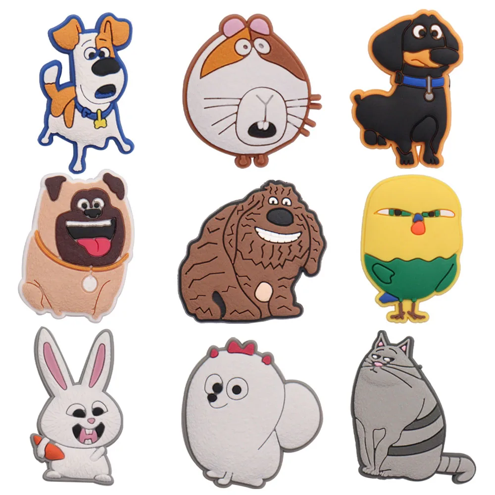 

1-9PCS PVC Animal Shoe Charms Dog Cat Chicken Rabbit Croc Jibz Buckle Garden Shoes Button Decorations for Bands Hole Slipper