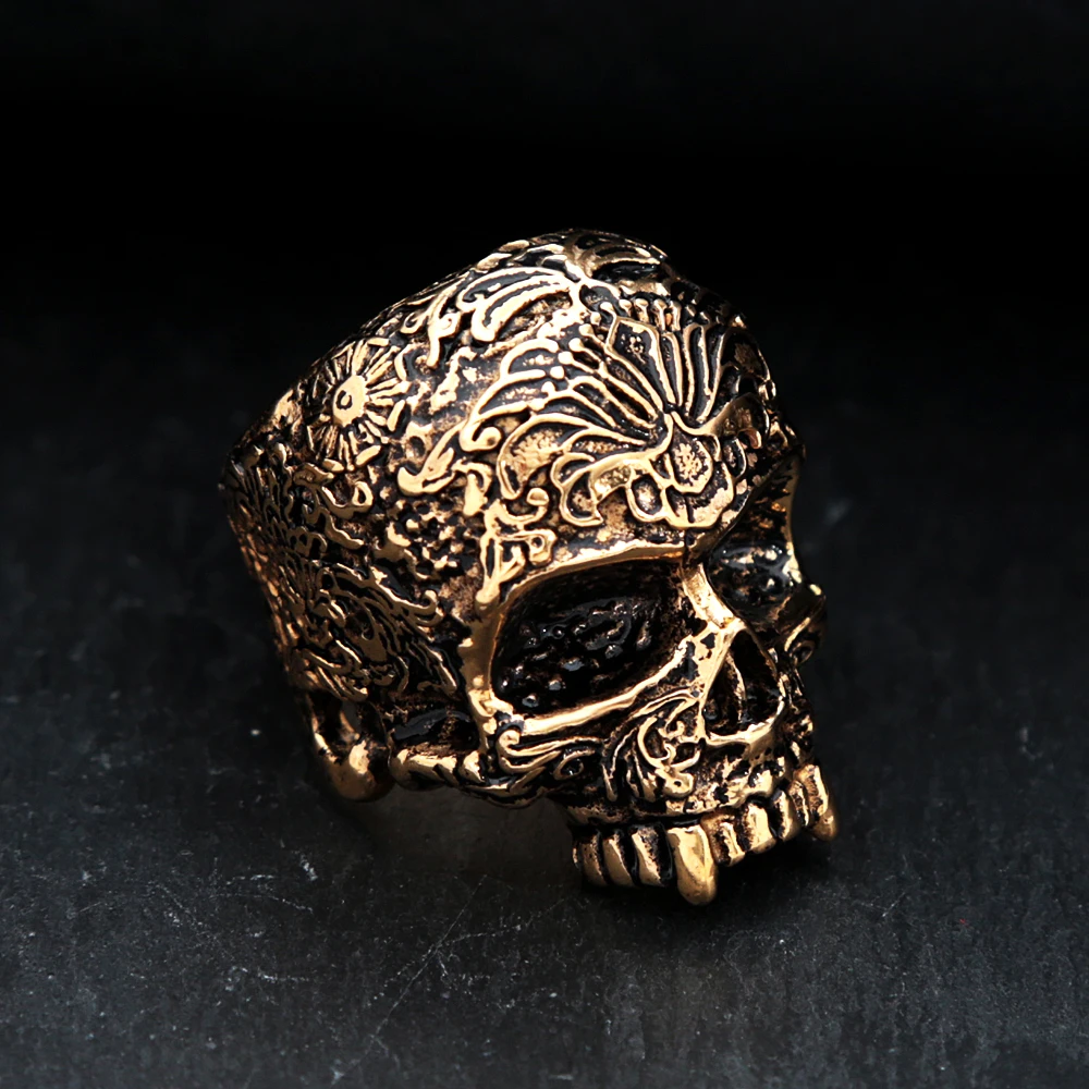 

Vintage Golden Luxury Skull Ring Fashion Hip Hop Rock Stainless Steel Biker Rings For Men Punk Jewelry Gifts Dropshipping