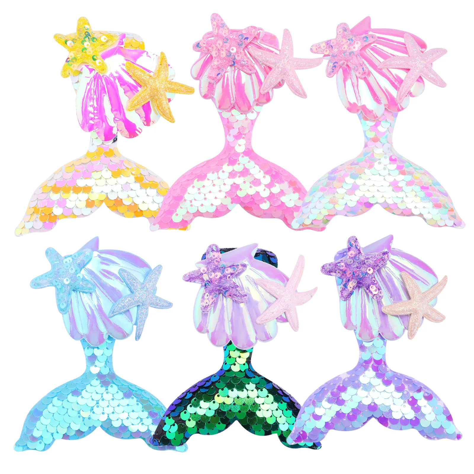 Ful Mermaid Sequins Hair Clips Sparking Seashell Starfish Fishtail Hairpin Birthday Party Hairpin Girls Accessories