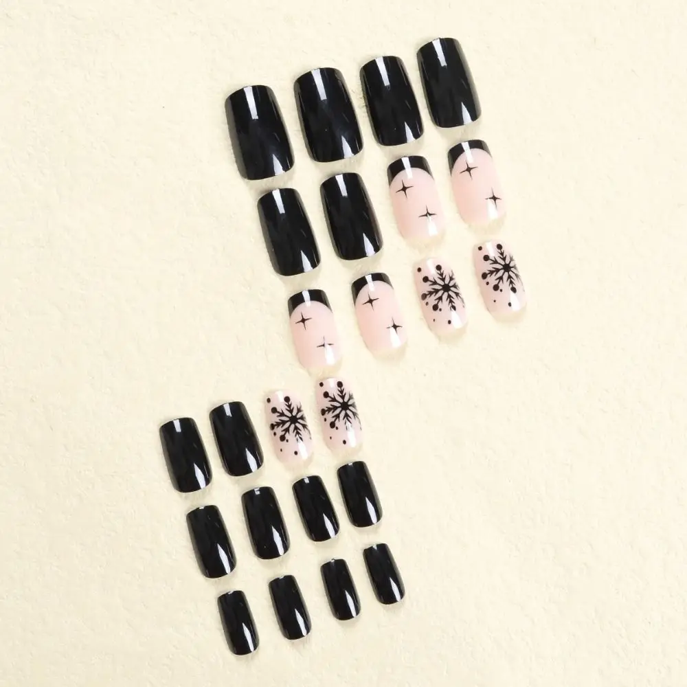 

Square Head Christmas French Fake Nails Detachable Wearable Manicure Full Cover Nail Tips False Nail Girl