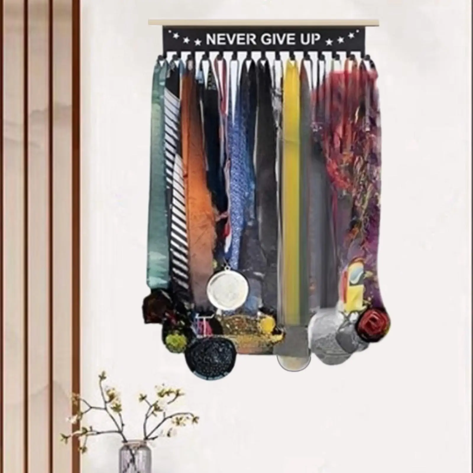 

Trophy and Medals Display Shelf Wall Mounted Trophy Organizer Medal Storage Rack Medal Hanger Trophy Shelf for Running Medal