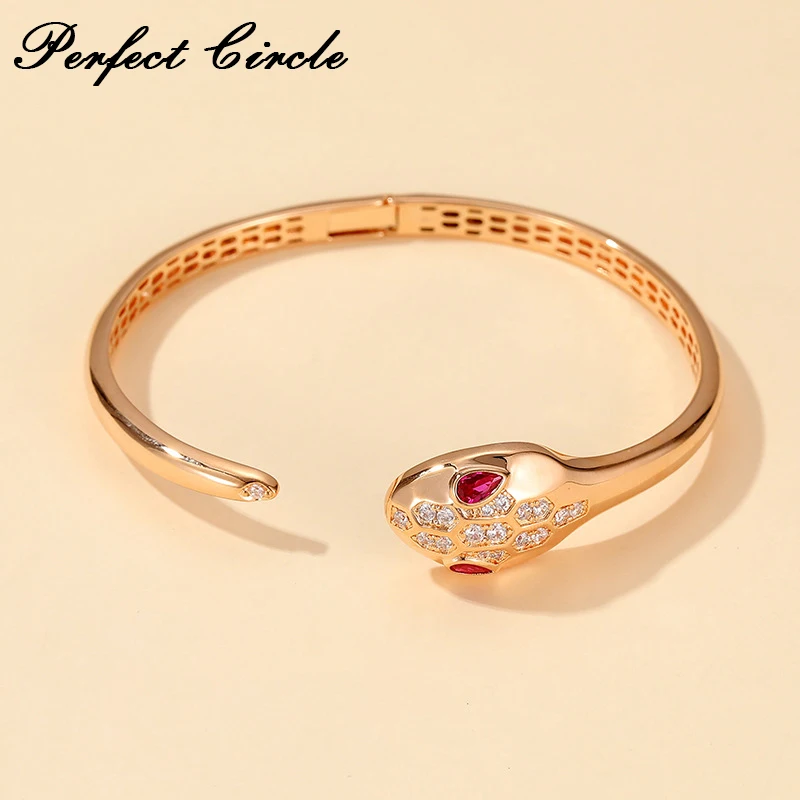 

Роскошный красный Змеиный Браслет Микро-набор позолоченный индивидуальный эластичный открытый Змеиный браслет в стиле ретро для женщин