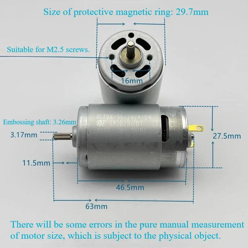 

RS390A-ST2824 Двигатель постоянного тока 12-24 В 10 Полюсный ротор Большой крутящий момент Литиевая дрель Электроинструмент RC Автомобильный двигатель с дистанционным управлением