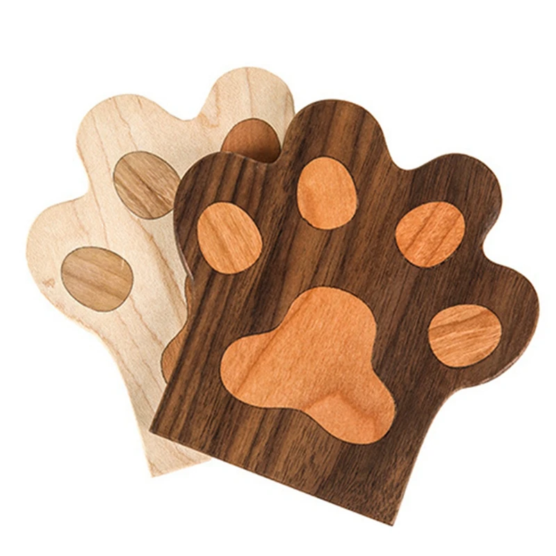 

Simple Water Coaster Household Coaster Bottom Drag Creative Walnut Tea Coaster Beech Cute Cat Claw