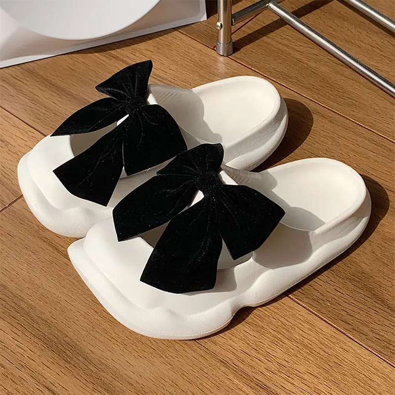 

Women Bow Slippers Mary Jane Summer Women Slides Non Slip Thick Sole Wrapped Toe Beach Sandals Students School Shoes