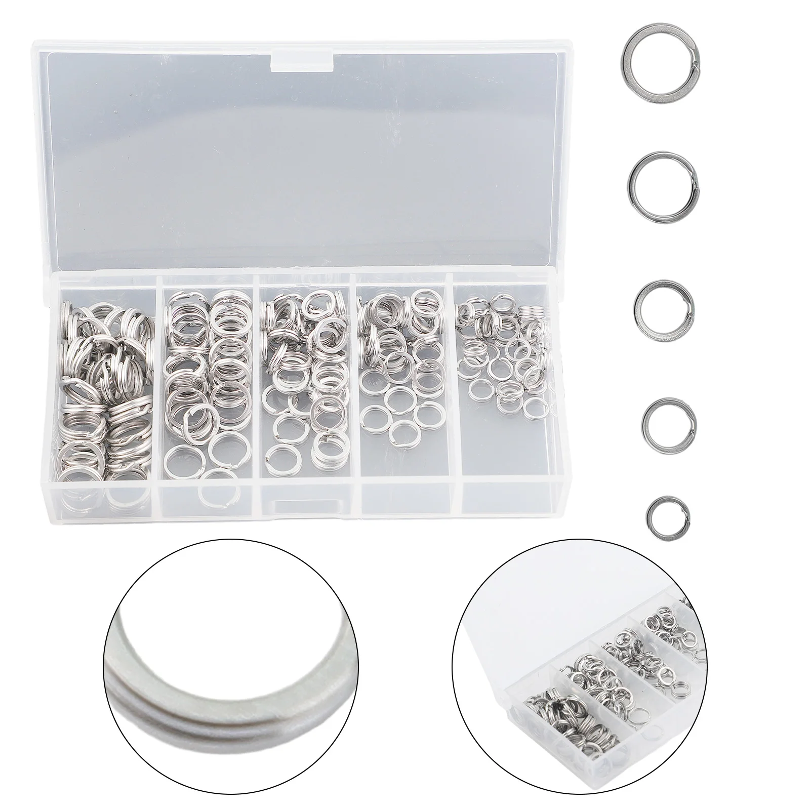 200x рыболовные разрезные кольца 5/6/7/8/9 мм Кривошип жесткая зеркальная Серебристая