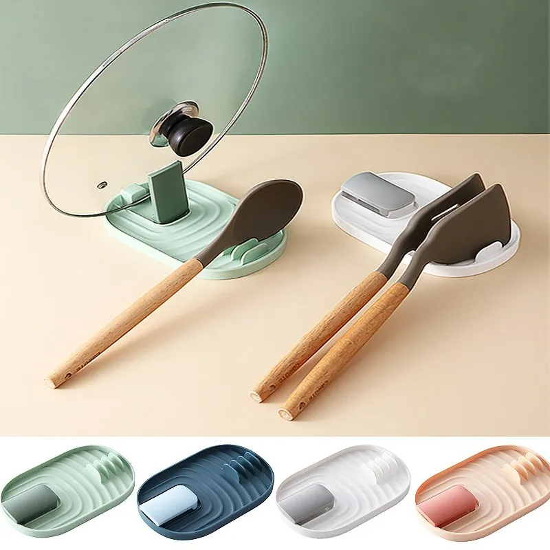 

Plastics Pot Lid Shovel Storage Rack Simple Practical Multifunctional Kitchen Supply Non-slip Silicone Pad