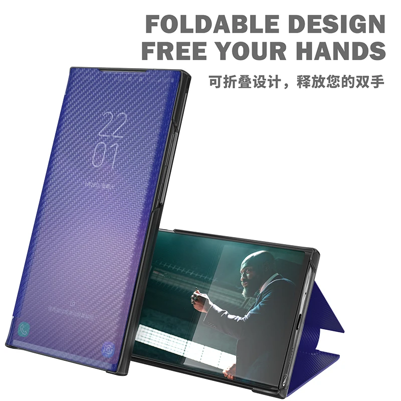 Slim Smart Carbon Fiber Flip Phone Case For Xiaomi Redmi Note 9 10 Pro Max 4G 5G Full Cover For Poco X3 NFC Pro M3