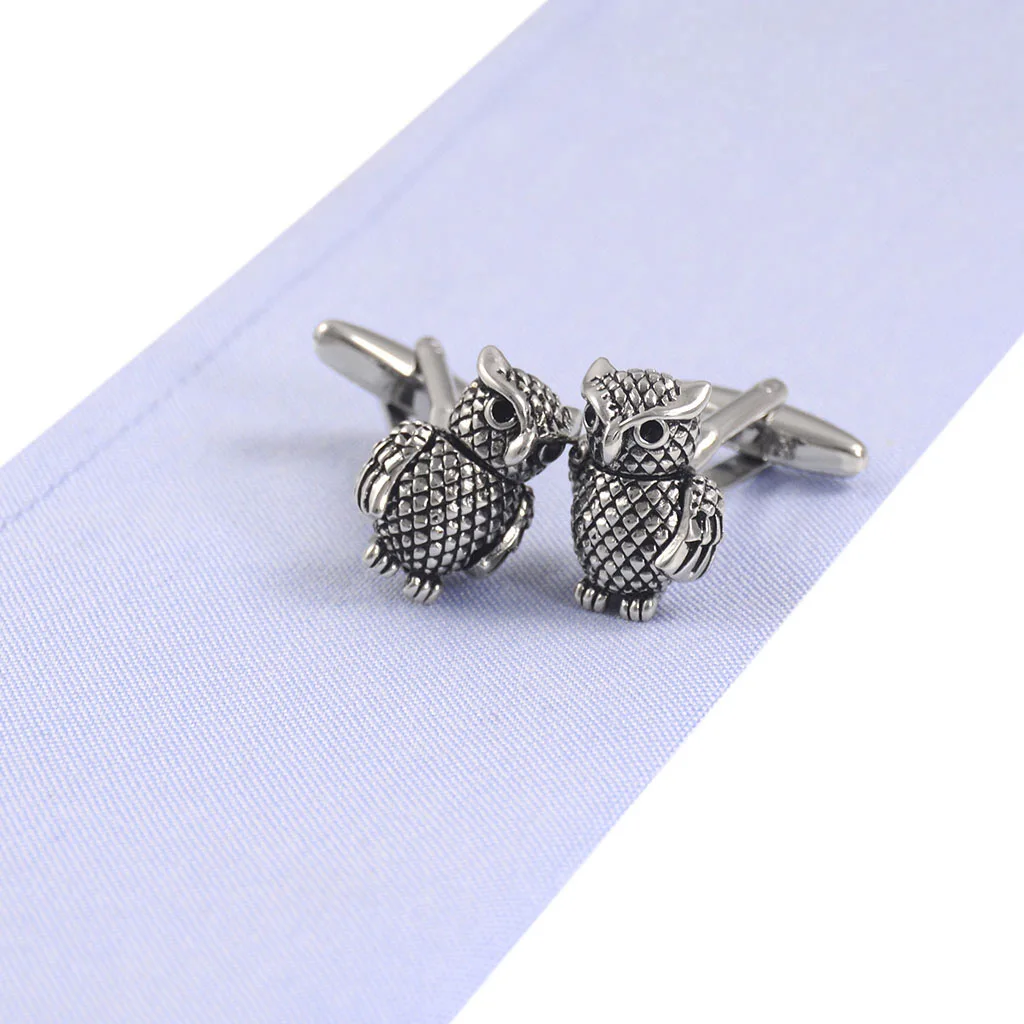 Забавные мужские запонки в виде совы NVT французская рубашка серебристого цвета с