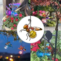hanging solar power bug led light garden ornament bee firefly novelty decor