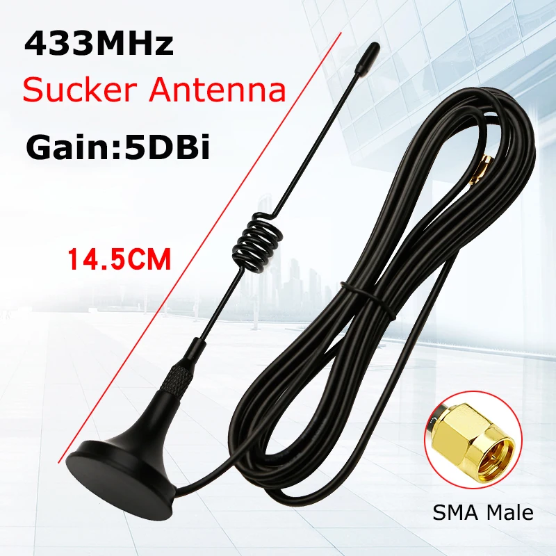 

Антенна с присоской 433 МГц, длина 14,5 см, 5 дБи, для GSM/GPRS/CDMA/433 МГц/3G/4G/LTE/nb-iot