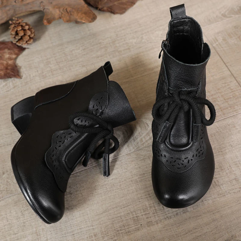 сапоги женские ботинки на платформе Женские кожаные в этническом стиле ретро для