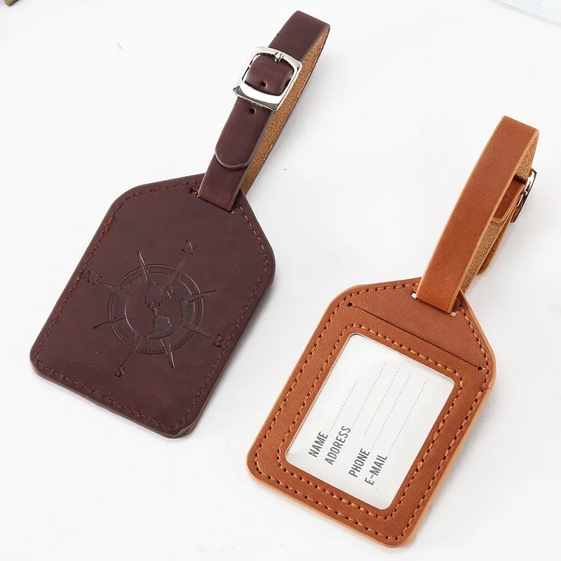 

Compass Leather Suitcase Luggage Tag Label Bag Pendant Handbag Travel Accessories Name ID Address Tags