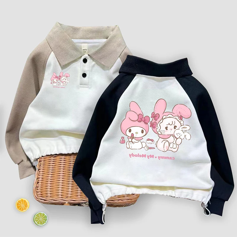 

Anime Kids Cotton Sports Sweater Y2K Sanrios My Melody Spring Autumn Hoodies Kawaii Outdoor Top Clothing Loose Jacket Girl Gift