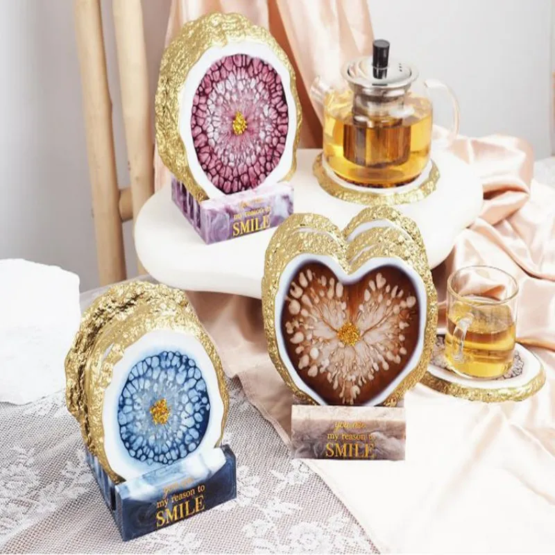 Набор зеркальных силиконовых подставок сделай сам с минеральными краями