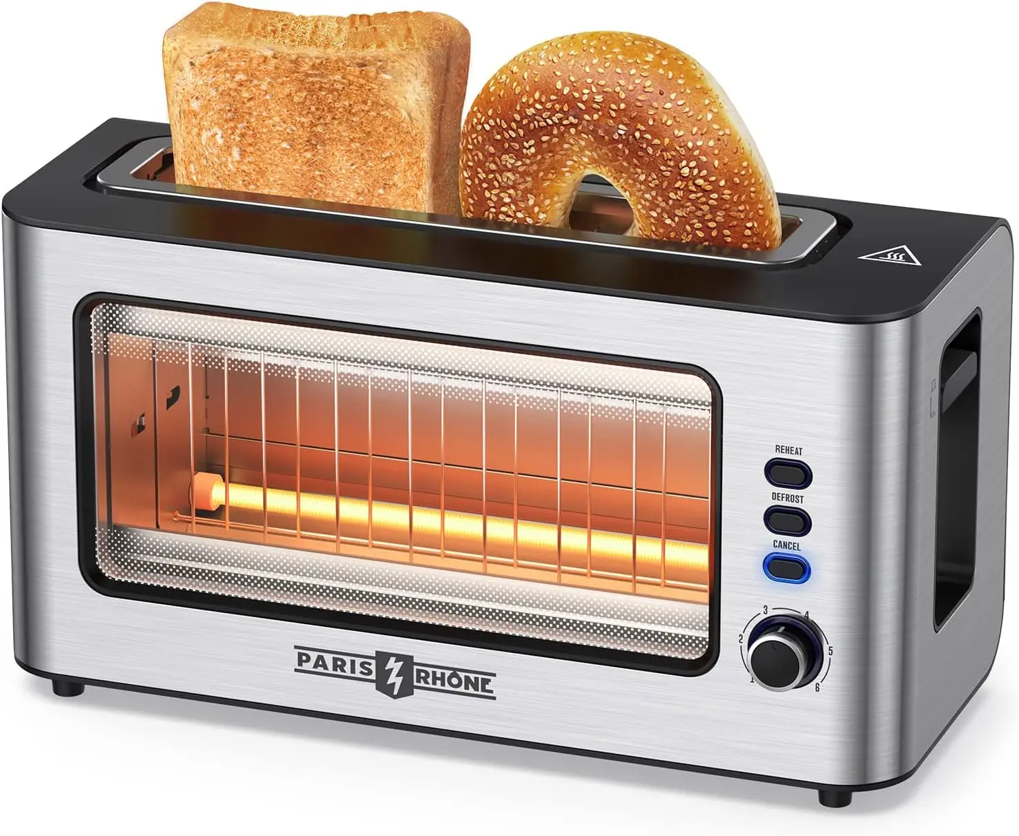 

Paris Rhône Toaster 2 Slice Extra Wide Long Slot Retro Toaster with Easy View Window, 6 Levels, Easy to Clean, Auto Shutoff, S