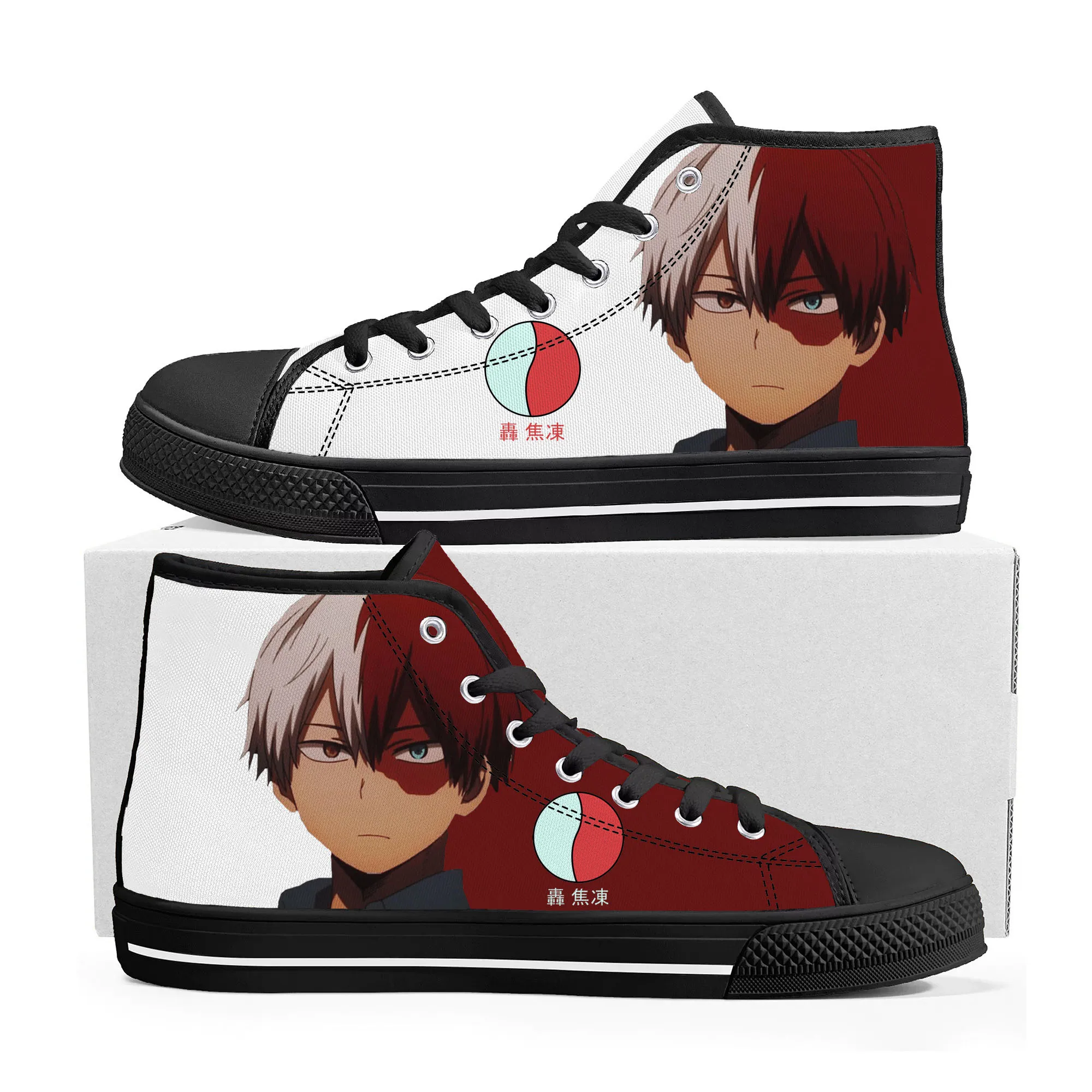 

Shoto Todoroki My Hero Academia High Top Sneakers Mens Womens Teenager High Quality Canvas Sneaker Couple Shoes Custom Shoe