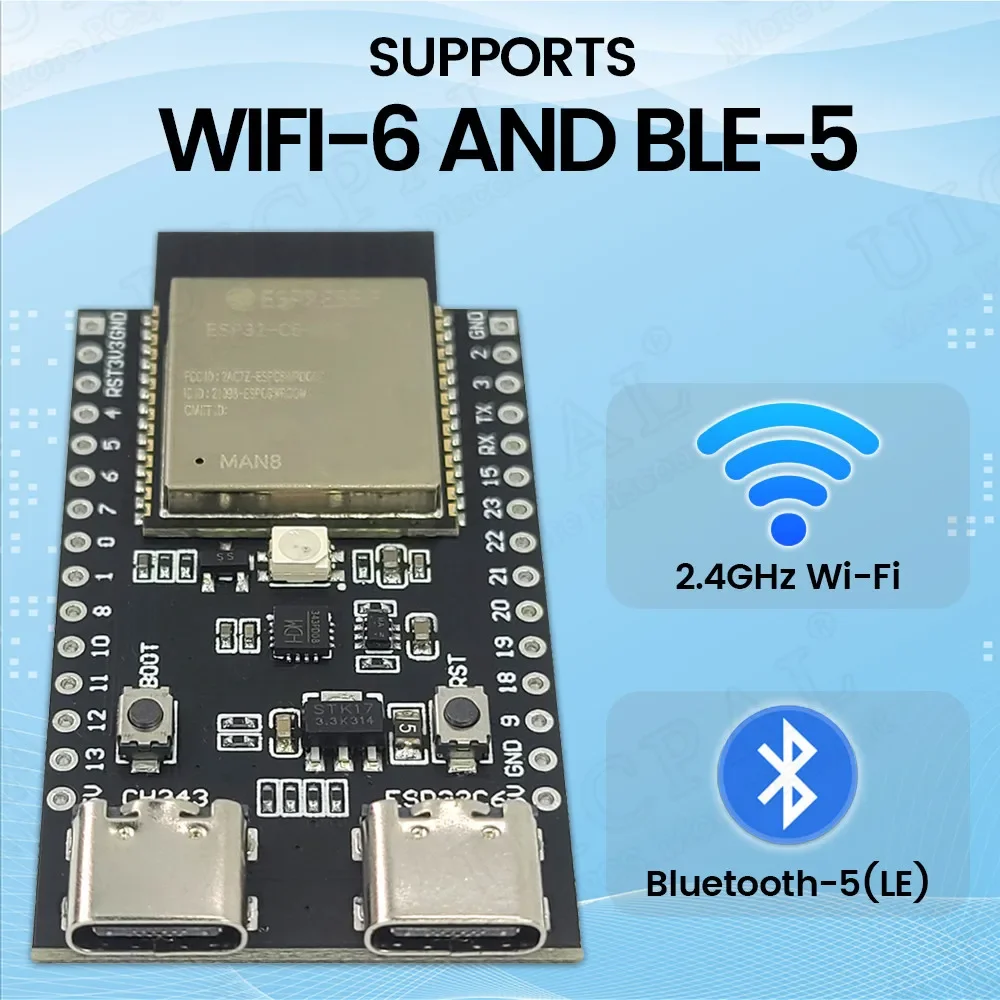 Фото Плата разработки модуля Wi-Fi 6 для Linux Win 160 МГц RISC-V 4 МБ 8 МБ флэш-памяти Интернета вещей Type-C ESP32-C6WROOM1 ESP32 C6 №3