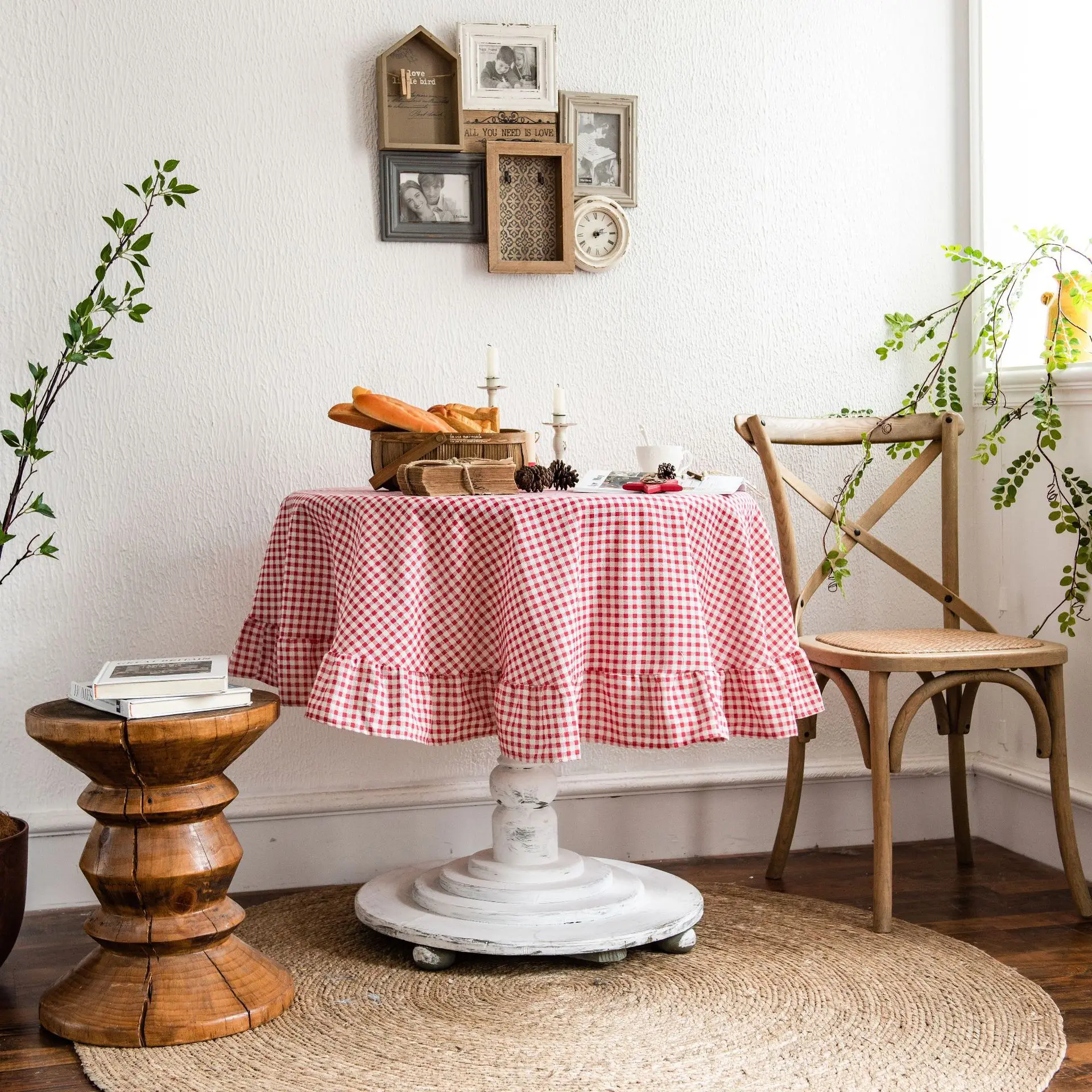 

Table Cloth Round Linen 150cm For Dining Kitchen Banquet Red Plaid Grid Dustproof Home Decor Tablecloth Mantel Mesa Nappe