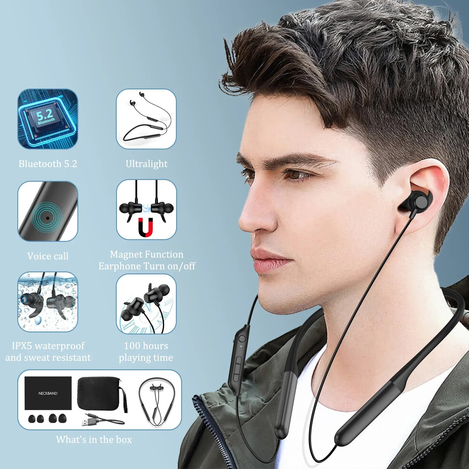 Беспроводная Bluetooth-гарнитура с микрофоном шумоподавлением