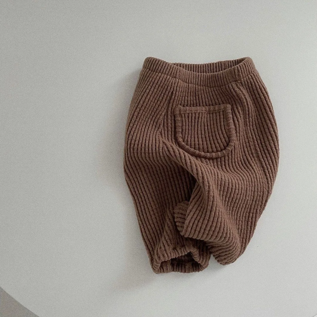 2022 New Baby Loose Trousers Solid Toddler Pocket Pants Autumn Children Casual Pants Cotton Girls Harem Pants Boys Pants