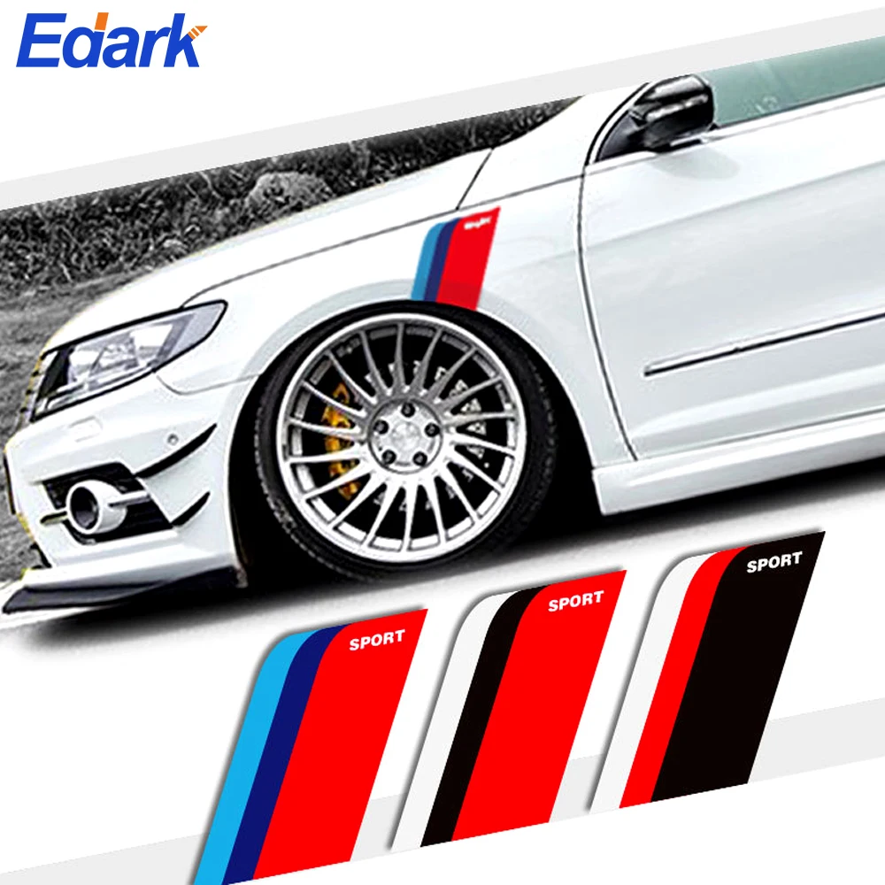 

2Pcs Car Styling Three Colors Sport Strip Race Track Sticker Fender Wheel Brows Decoration Decal for BMW Benz VW Honda Mazda Etc