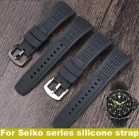 26mm for seiko watch with velatura series silicone bracelet srh006 spc007 black mens accessories