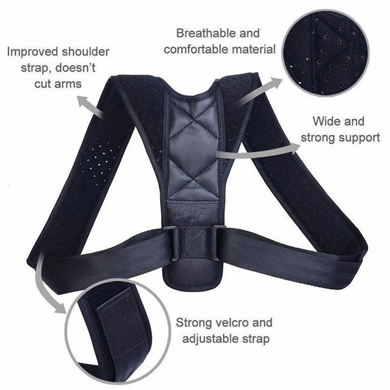 

Adjustable Back Brace Support Invisible Shoulder Posture Corrector Unisex Spine Neck Health Correction Belt Home Office Sport