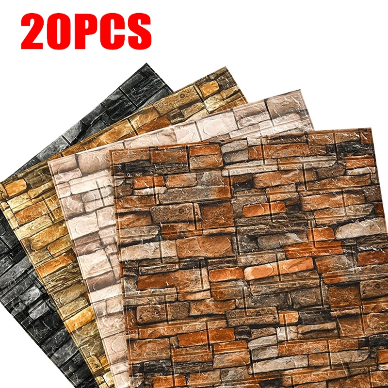 20PC XPE Foam 3D Retro Brick Pattern Wall Stickers Self Adhesive Waterproof Panel Living Room Bedroom Home Decor Brick Wallpaper