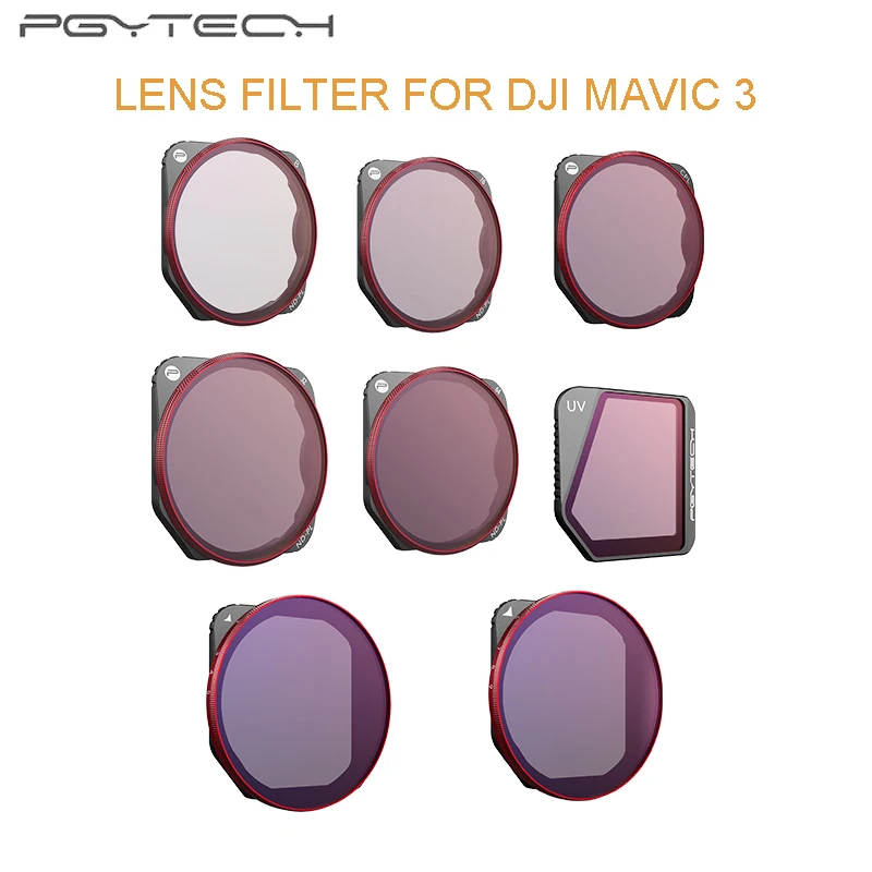 

PGYTECH UV CPL ND-PL 8 16 32 64 Optial Glass VND 2-5 6-9 Stops Drone Lens Filters Kit For DJI Mavic 3 Drone Accessories