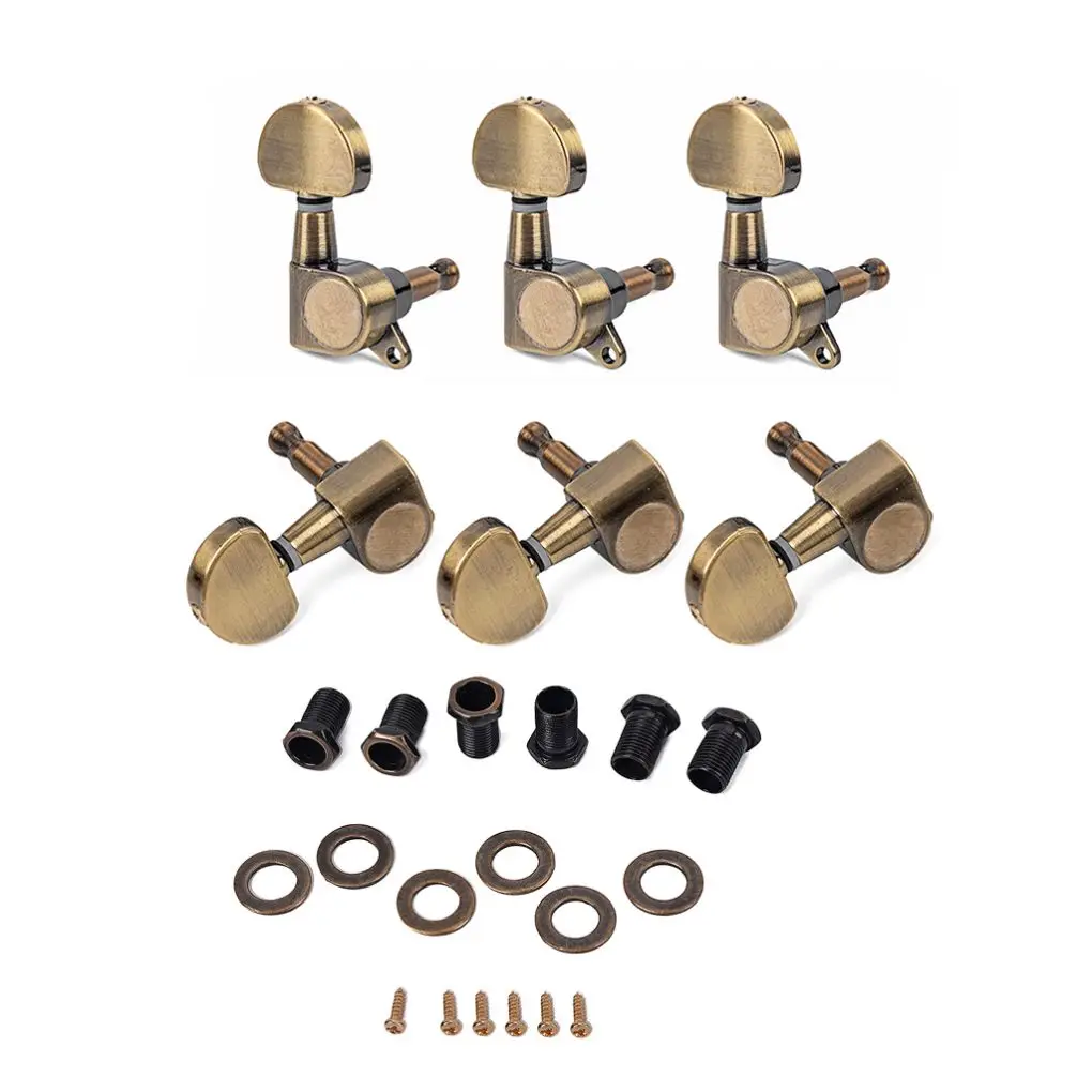 

6Pcs Electric Guitar Machine Heads 3L 3R Locking Tuners String Knobs Tuning Key Pegs Kit Replaceable Accessories