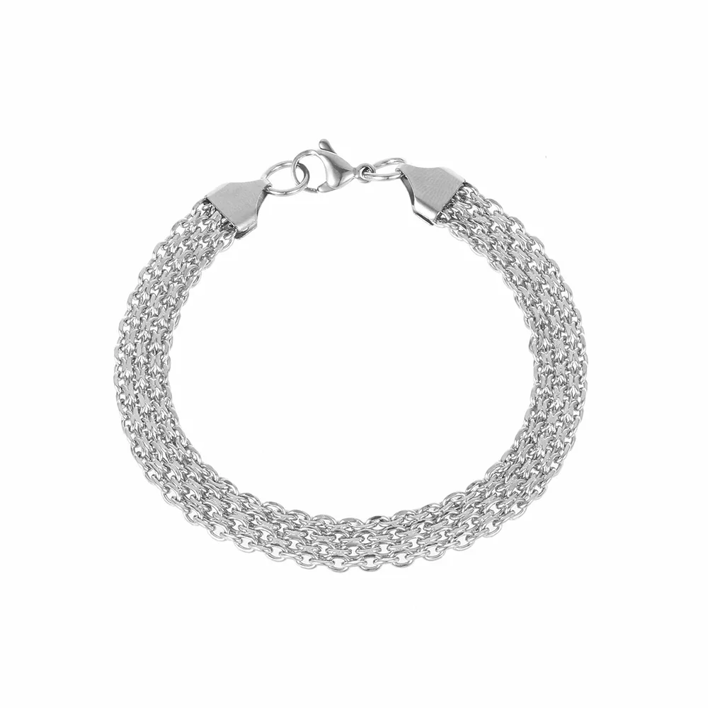 Браслет-цепочка в классическом стиле Серебристая цепочка Series 2024 широкий