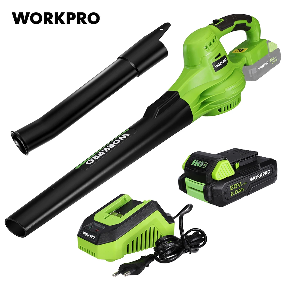 WORKPRO EU 20V 2.0Ah Cordless Leaf Blower Garden Portable Rechargeable Leaf Air Blower Handheld Yard Cleaning Garden Power Tool