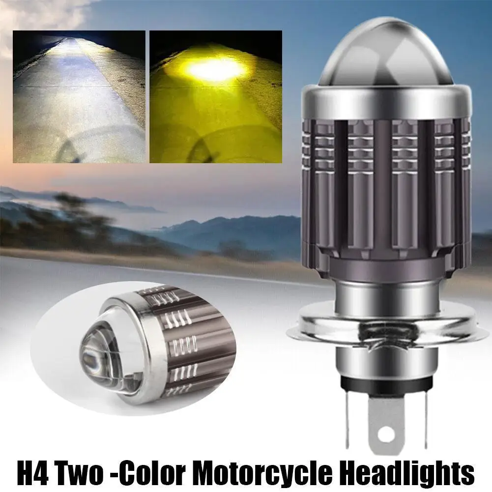 Мотоциклетная лампа BA20D/H4, бело-желтая мотоциклетная лампа для фар, супер высокая/низкая противотуманная фара 12 В, мотоциклетный луч, яркая мотоциклетная Светодиодная лампа R2S4
