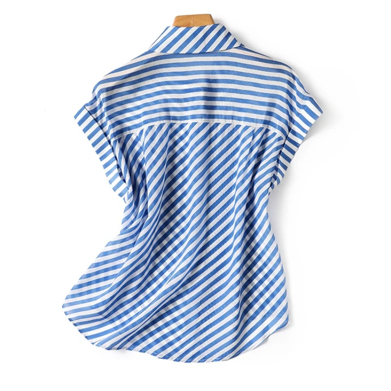 Шифоновая женская рубашка в полоску винтажные блузки летние женские топы без