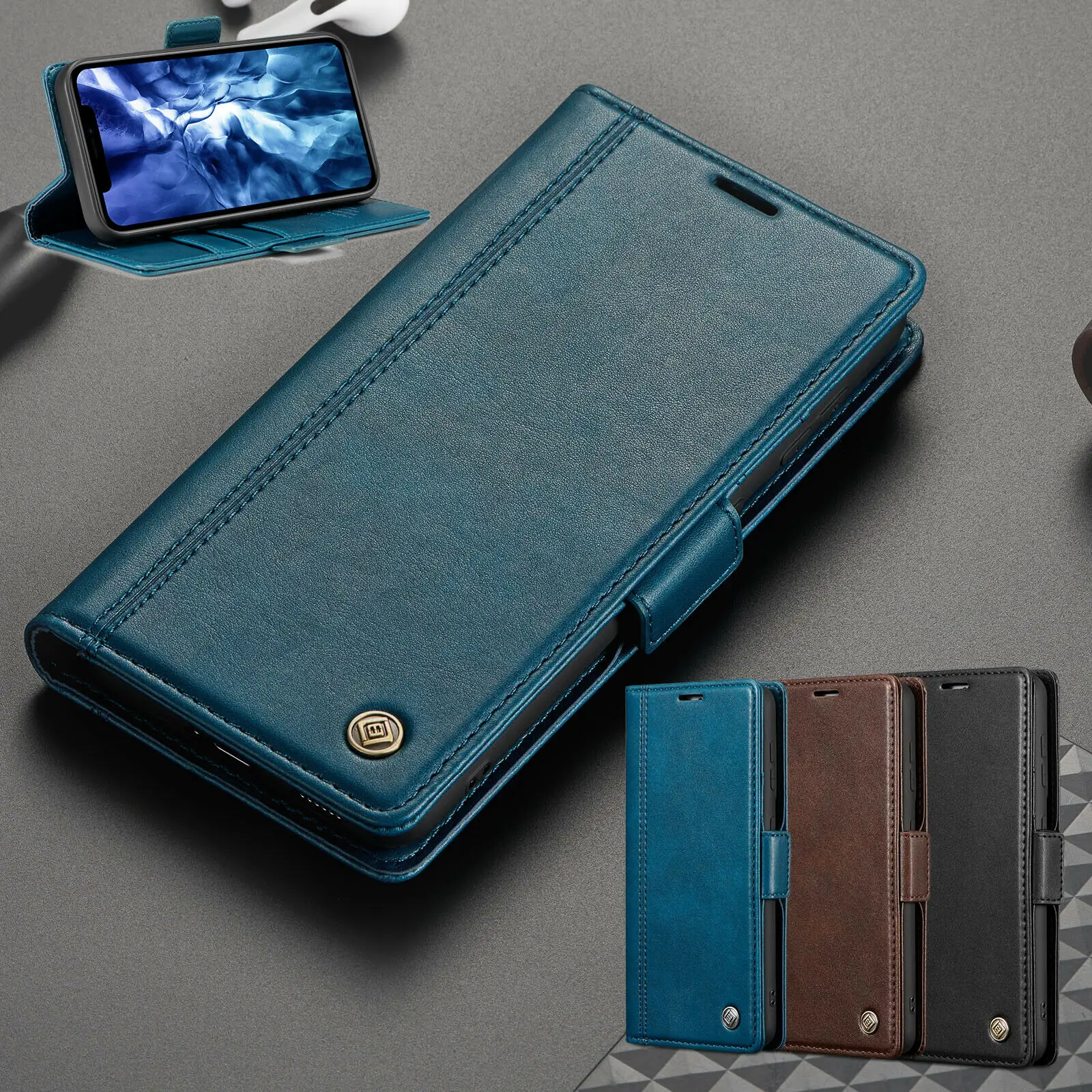 

Премиум кожаный Магнитный Флип-кошелек чехол для телефона iPhone 13 12 11 7 8 XR