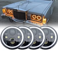 4PCS 5 3/4 5.75" Inch Round LED Headlights H4 Headlamp Halo Projector For Gran Torino P-eterbilt Semi 349 359 Truck Pickup