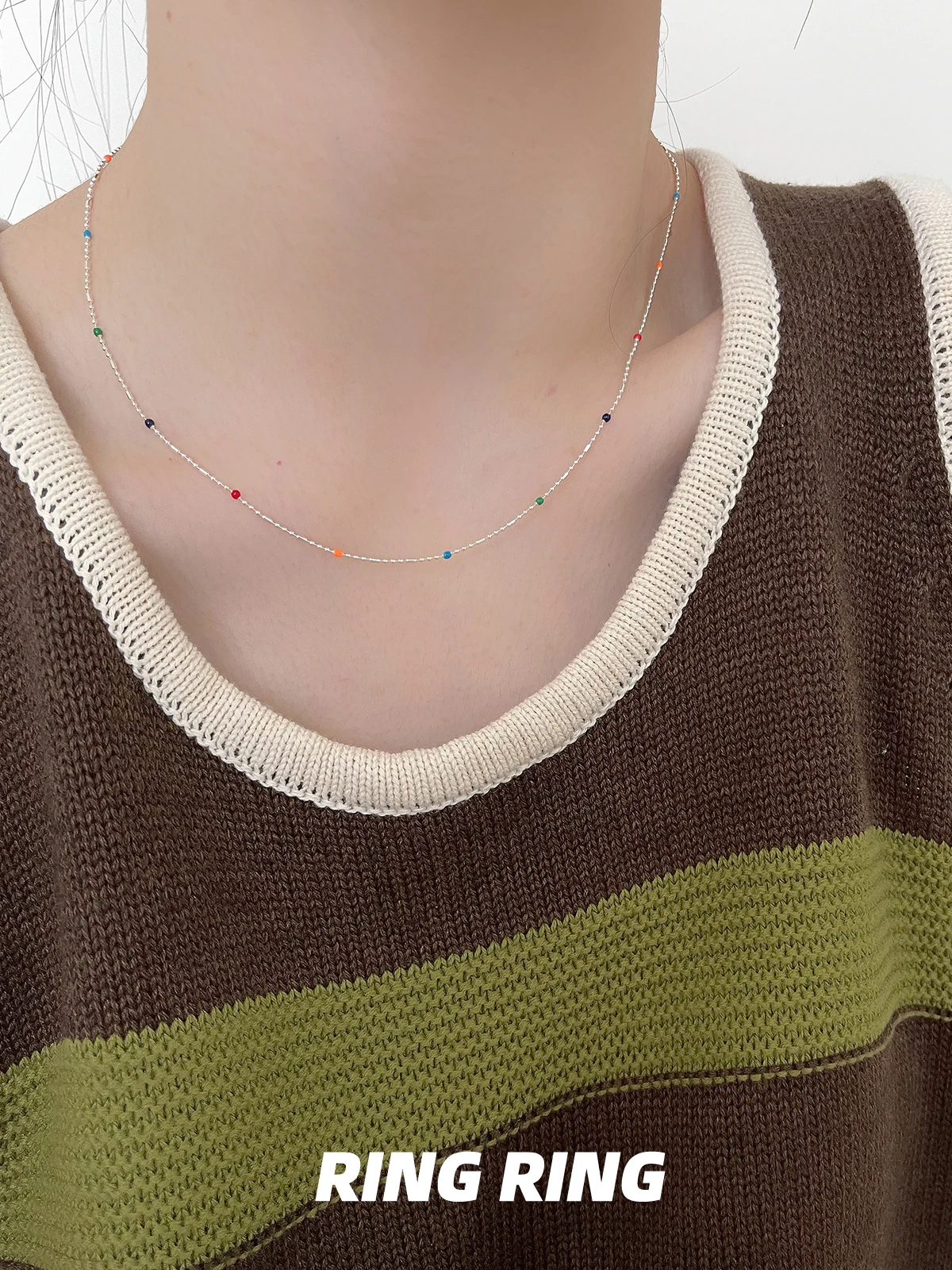 Чунхе Цзинмин | Ringring Store Радужная шапка с круглыми бусинами женский свитер