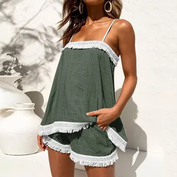 Pajamas Set for Women 2023 Sexy Home Clothes SleepwearTank Top Suits with Shorts Cute Underwear Soft Nightwear Sleeveless 1