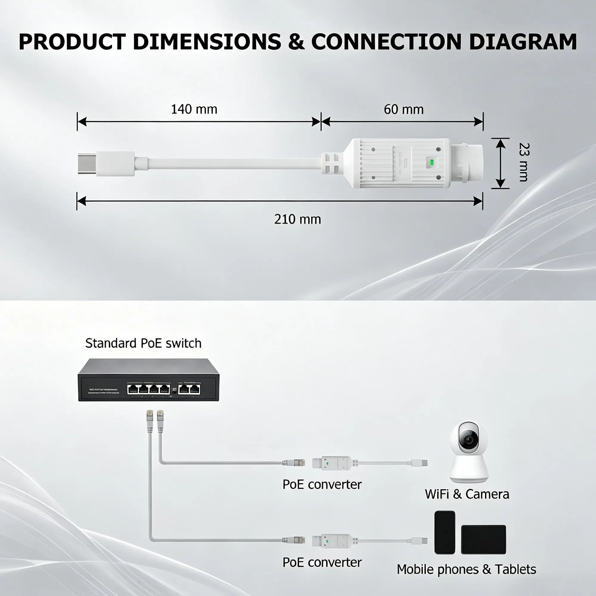 Преобразователь питания POE в USB-C, адаптер RJ45 (гнездо) в Type-C (штекер) для зарядки, водонепроницаемый, для наружного использования, для камер видеонаблюдения (art.: 3920dbe8cb4fc) - 3920dbe8cb4fc