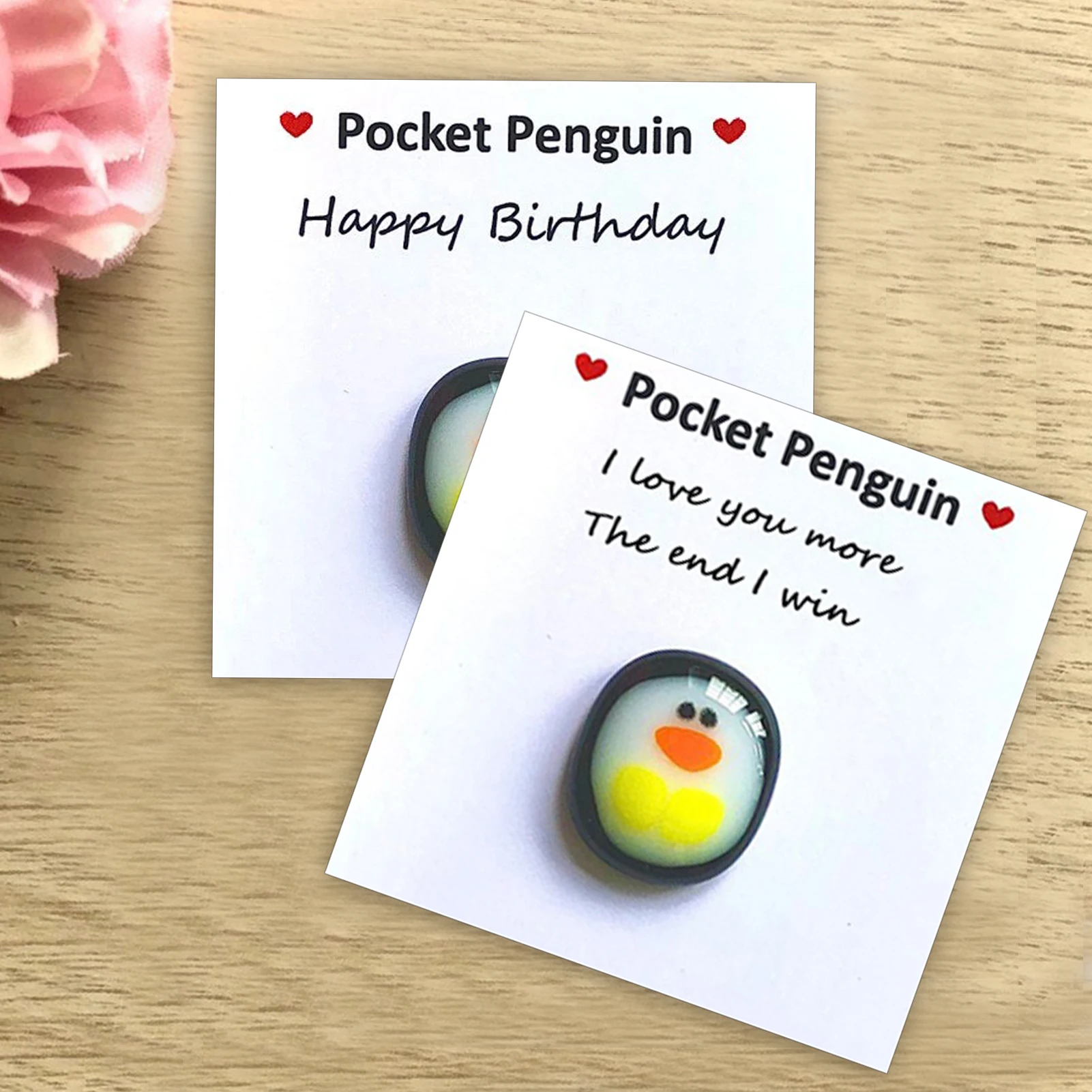 

A Little Pocket Penguin Hug Letter Box Glass Souvenir Cute Animal Keepsake Ornament With Message Card Thoughtful Birthday Gift