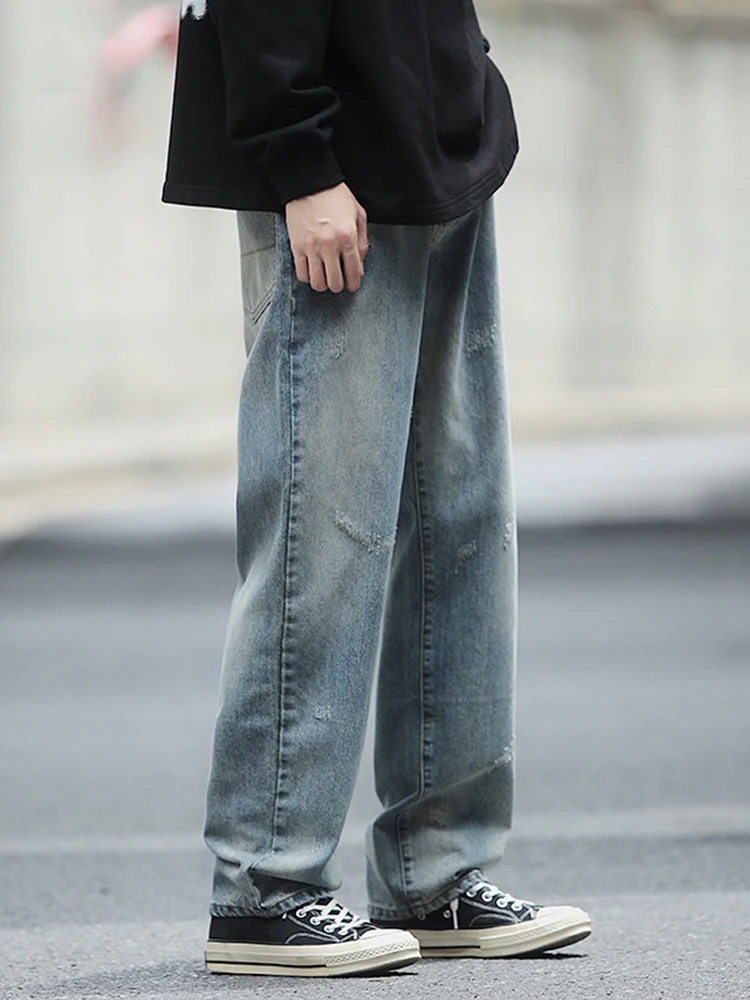 European and American Men's Four Seasons Y2K MEN Jeans Hip Hop Loose Straight Wide Leg Trousers Fashion Streetwear Ins Hot Sale