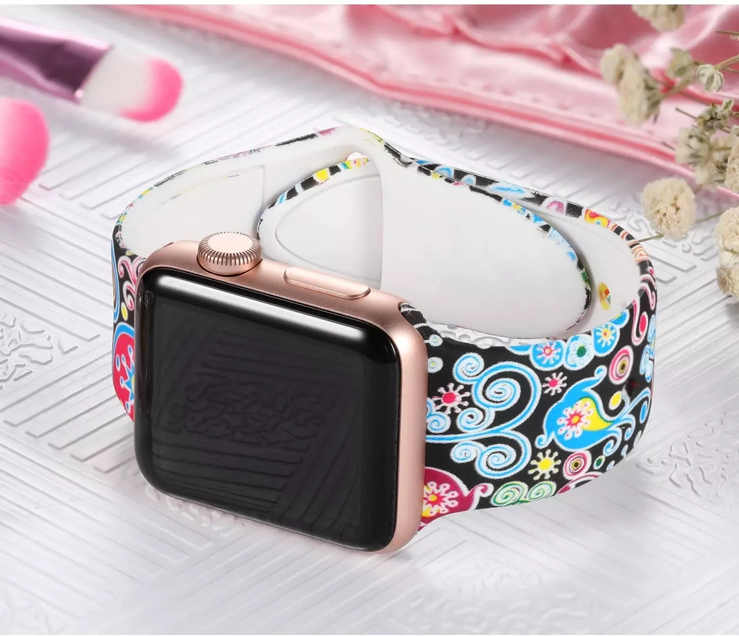 Silicone Strap for Apple watch band 40mm 44mm 45mm 41mm 38mm 42mm 44 45 mm Printed bracelet watchband iWatch serie 6 5 4 3 se 7