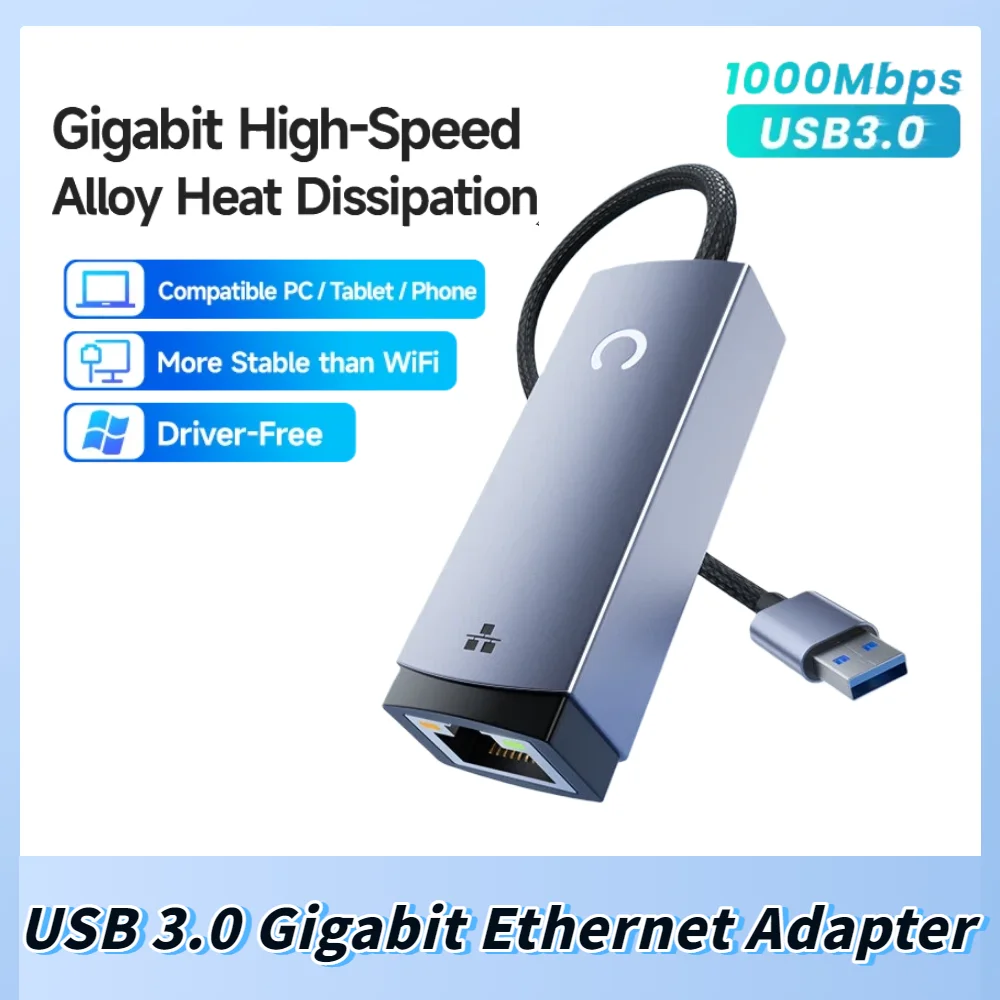Фото Сетевой адаптер MZX 1000 Мбит/с USB 3.0 Type-C A на RJ45 1G Gigabit Ethernet для подключения к интернету, для ноутбуков и ПК